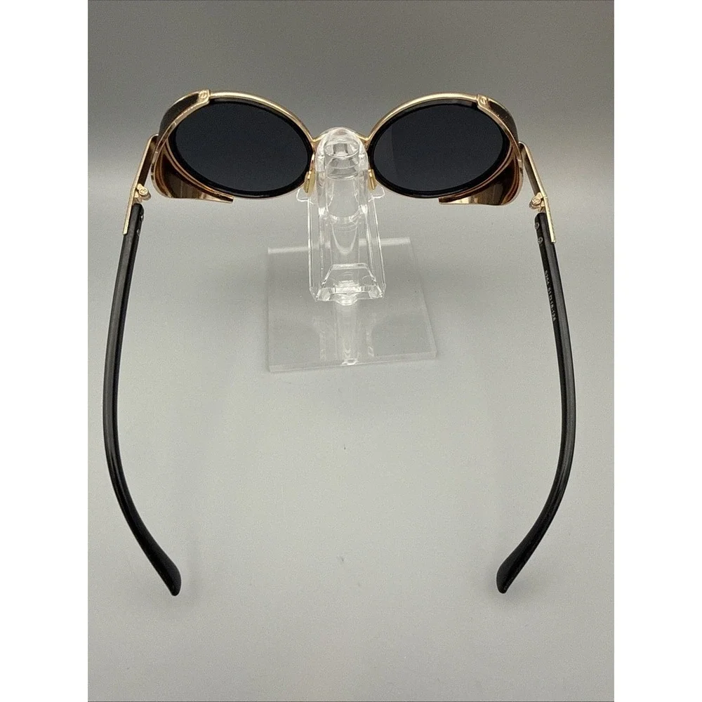 Round Punk Sunglasses Men Vintage Luxury Steampunk  Black/Gold Metal Funk Hip